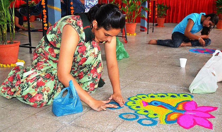 Rangoli making in Youth Festival 2013